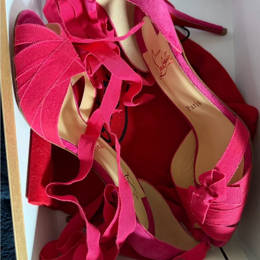 Christian Louboutin Pink Wrap around Heels